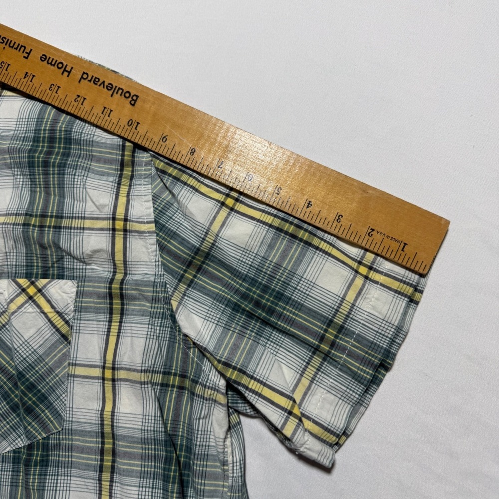 OP Ocean Pacific Mens XL Green Plaid Short Sleeve Button Up Shirt - Picture 4 of 11